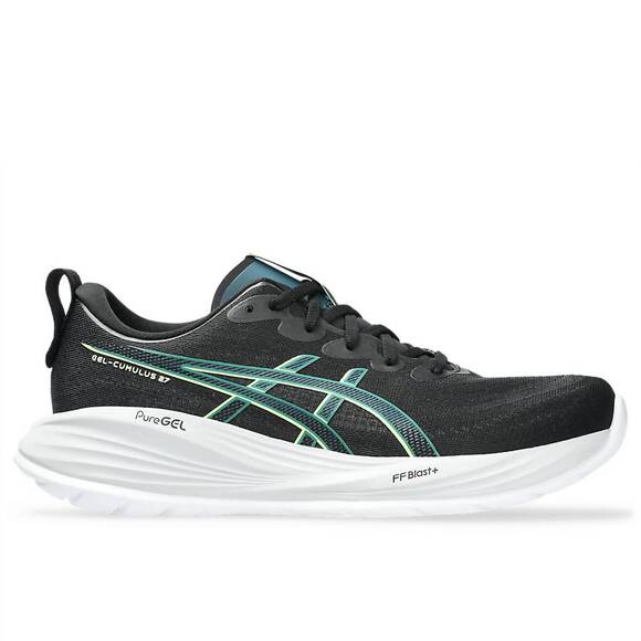 NEW ASICS men's gel-cumulus 27 running shoes in black/lucid yellow